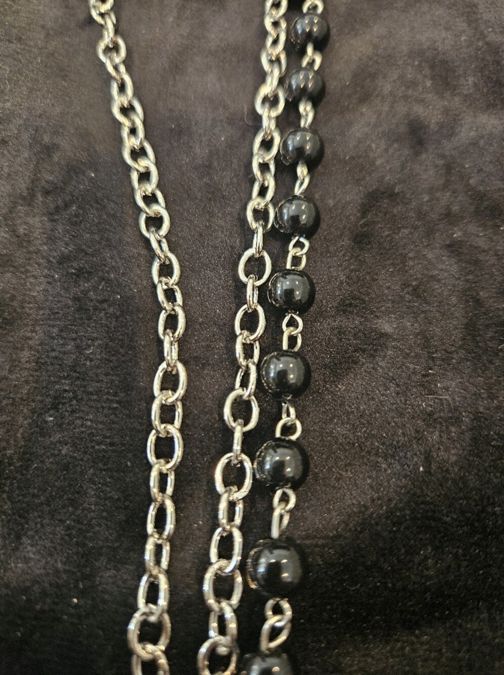 paparazzi Black Bead and Silver-Tone Layered Chain Necklace